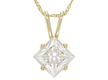 Picture of Moissanite 14k Yellow Gold Solitaire Pendant 3.20ct DEW