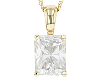 Picture of Moissanite 14k Yellow Gold Solitaire Pendant 2.70ct DEW