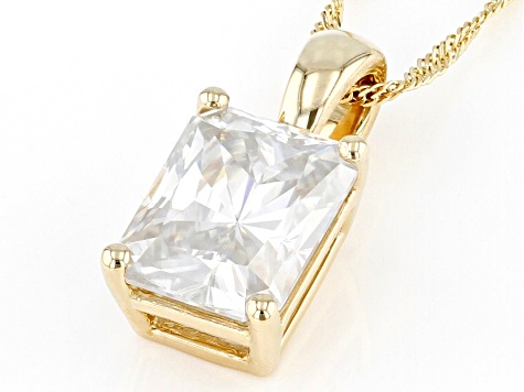 Moissanite 14k Yellow Gold Solitaire Pendant 2.70ct DEW