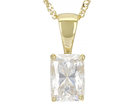 Moissanite 14k Yellow Gold Solitaire Pendant 1.20ct DEW