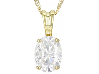 Moissanite 14k Yellow Gold Solitaire Pendant 1.50ct DEW