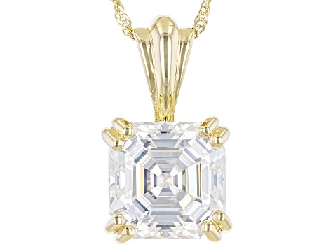 Moissanite 14k Yellow Gold Solitaire Pendant 3.92ct DEW
