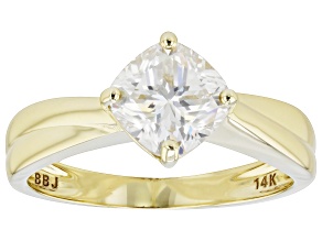 Moissanite 14k Yellow Gold Solitaire Ring 1.70ct D.E.W
