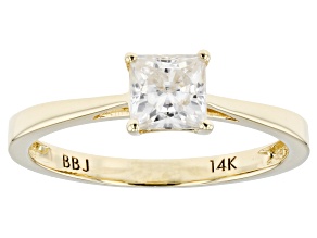 Moissanite 14k Yellow Gold Solitaire Ring .80ct D.E.W