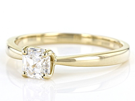 Moissanite 14k Yellow Gold Ring .58ct DEW