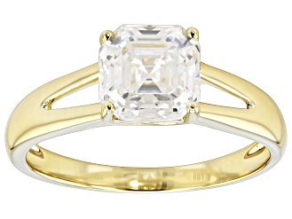 Moissanite 14k Yellow Gold Ring 1.85ct DEW