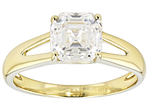 Moissanite 14k Yellow Gold Ring 1.85ct DEW