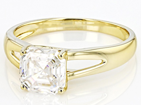 Moissanite 14k Yellow Gold Ring 1.85ct DEW