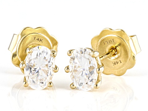 Moissanite 14k Yellow Gold Stud Earrings .92ctw DEW