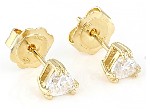 Moissanite 14k Yellow Gold Stud Earrings .80ctw DEW