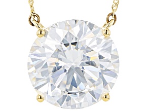Moissanite 14k Yellow Gold Solitaire Necklace 12.00ct DEW