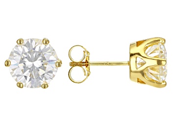 Picture of Moissanite 14k Yellow Gold Over Silver Stud Earrings 5.40ctw DEW