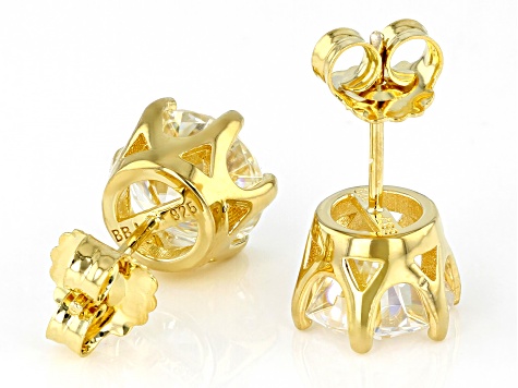 Moissanite 14k Yellow Gold Over Silver Stud Earrings 5.40ctw DEW