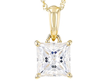 Picture of Moissanite 14k Yellow Gold Solitaire Pendant 1.80ct DEW