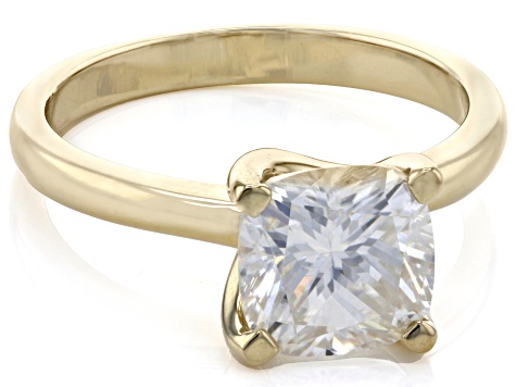 Moissanite 14k Yellow Gold Ring 2.40ct DEW