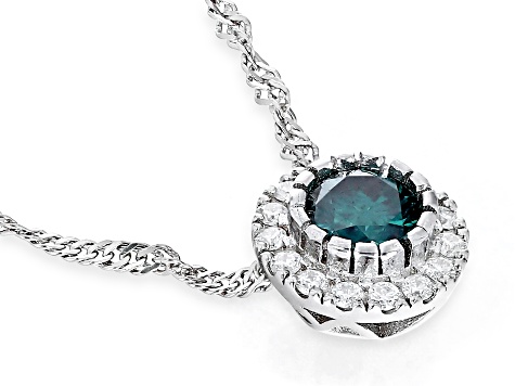 Green And Colorless Moissanite Platineve Pendant .65ctw DEW