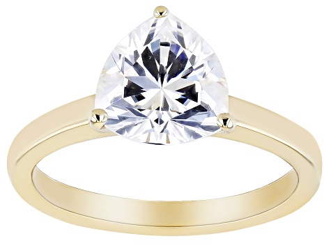Moissanite 14k Yellow Gold Solitaire Ring 2.40ct DEW