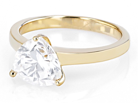 Moissanite 14k Yellow Gold Solitaire Ring 2.40ct DEW