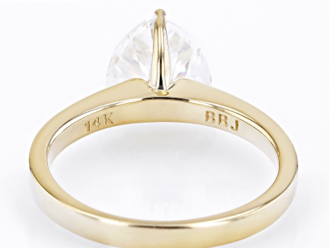 Moissanite 14k Yellow Gold Solitaire Ring 2.40ct DEW