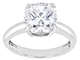 Moissanite 14k White Gold Solitaire Ring 3.30ct DEW