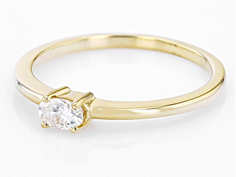 Moissanite 14k Yellow Gold Solitaire Ring .26ct DEW