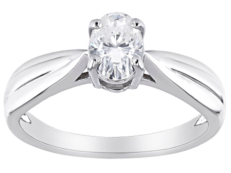 Moissanite 14k White Gold Solitaire Ring .90ct DEW