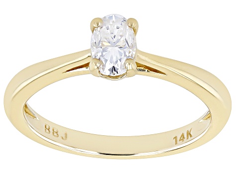 Moissanite 14k Yellow Gold Solitaire Ring .46ct DEW