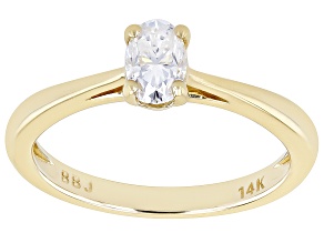 Moissanite 14k Yellow Gold Solitaire Ring .46ct DEW