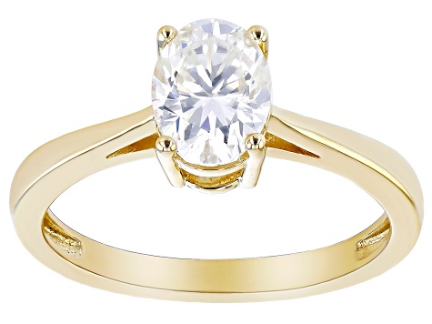 Moissanite 14k Yellow Gold Solitaire Ring 1.50ct DEW