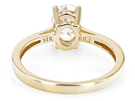 Moissanite 14k Yellow Gold Solitaire Ring 1.50ct DEW