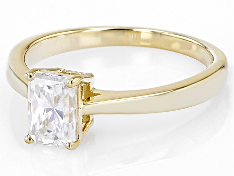 Moissanite 14k Yellow Gold Solitaire Ring 1.20ct DEW