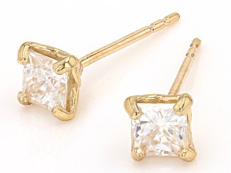 Moissanite 14k Yellow Gold Stud Earrings .82ctw DEW