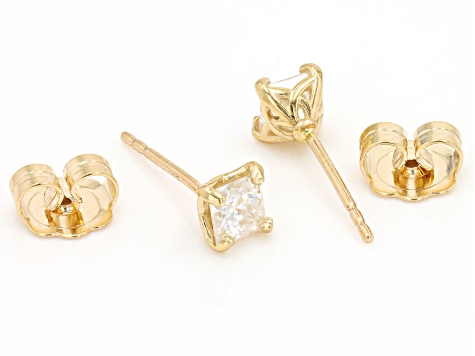 Moissanite 14k Yellow Gold Stud Earrings .82ctw DEW