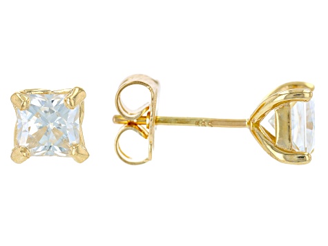 Moissanite 14k Yellow Gold Stud Earrings 1.60ctw DEW