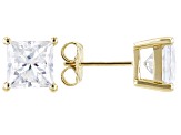 Moissanite 14k Yellow Gold Stud Earrings 4.20ctw DEW