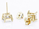 Moissanite 14k Yellow Gold Stud Earrings 4.20ctw DEW