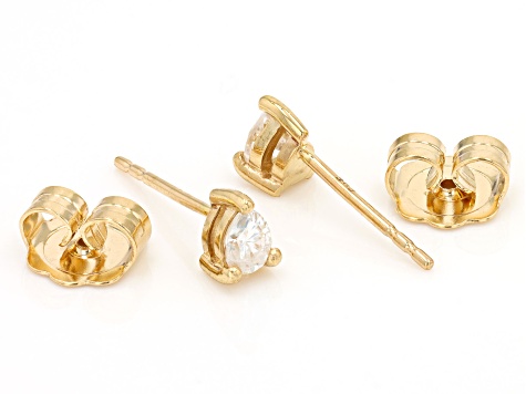 Moissanite 14k Yellow Gold Stud Earrings .18ctw DEW