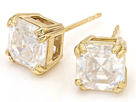 Moissanite 14k Yellow Gold Stud Earrings 1.85ctw DEW