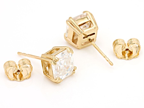 Moissanite 14k Yellow Gold Stud Earrings 1.85ctw DEW