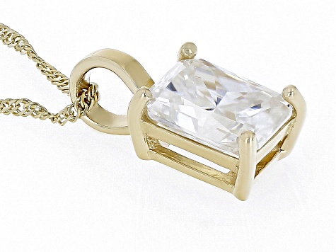 Moissanite 14k Yellow Gold Solitaire Pendant 1.80ct DEW