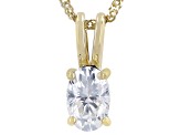 Moissanite 14k Yellow Gold Solitaire Pendant .71ct DEW