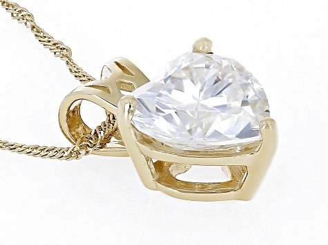 Moissanite 14k Yellow Gold Solitaire Pendant 2.70ct DEW