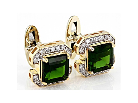 Green Chrome Diopside 10k Yellow Gold Cuff Links 4.72ctw
