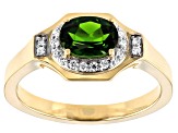 Green Chrome Diopside  10k Yellow Gold Mens Ring 1.34ctw