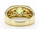 Green Peridot 10k Yellow Gold Men's Ring 1.24ctw