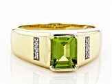 Green Peridot 10k Yellow Gold Men's Ring 2.08ctw