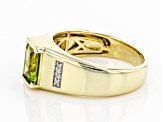 Green Peridot 10k Yellow Gold Men's Ring 2.08ctw