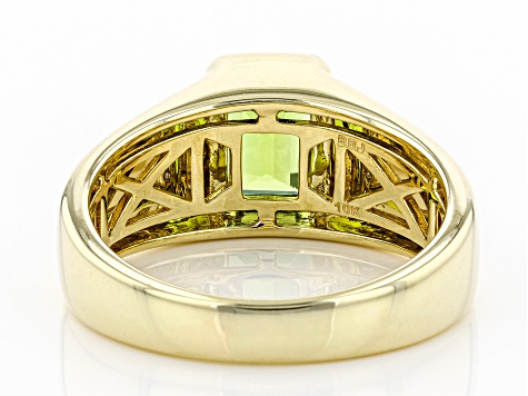 Green Peridot 10k Yellow Gold Men's Ring 2.08ctw
