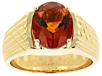 Picture of Orange Madeira Citrine 10k Yellow Gold Mens Ring 3.95ct