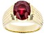 Red Mahaleo® Ruby 10k Yellow Gold Men's Ring 5.95ct